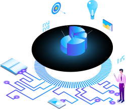 Decorative image of a user observing automated systems.